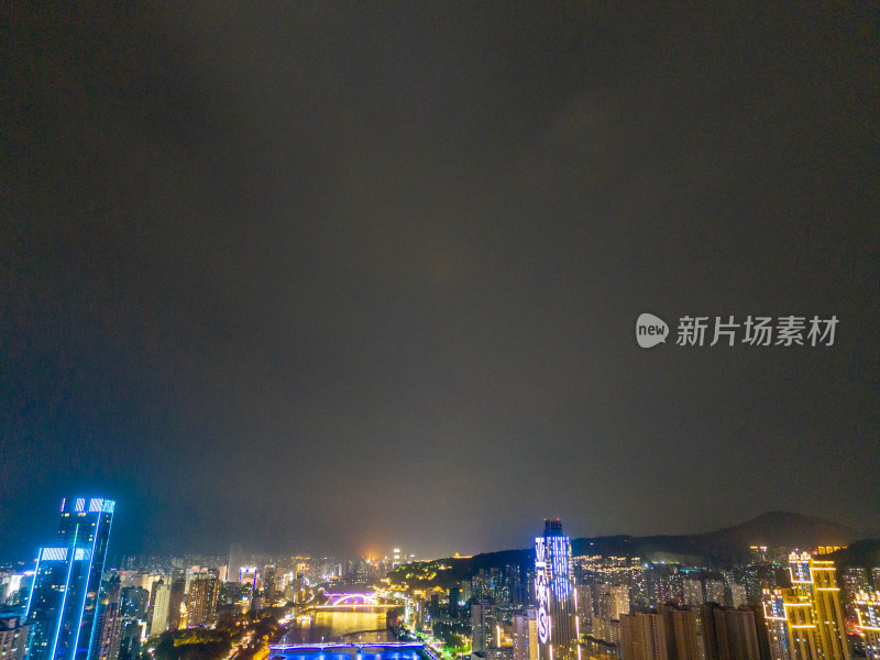 兰州城市夜景航拍图