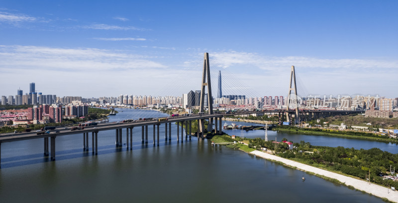 天津港海河大桥交通运输城市风光