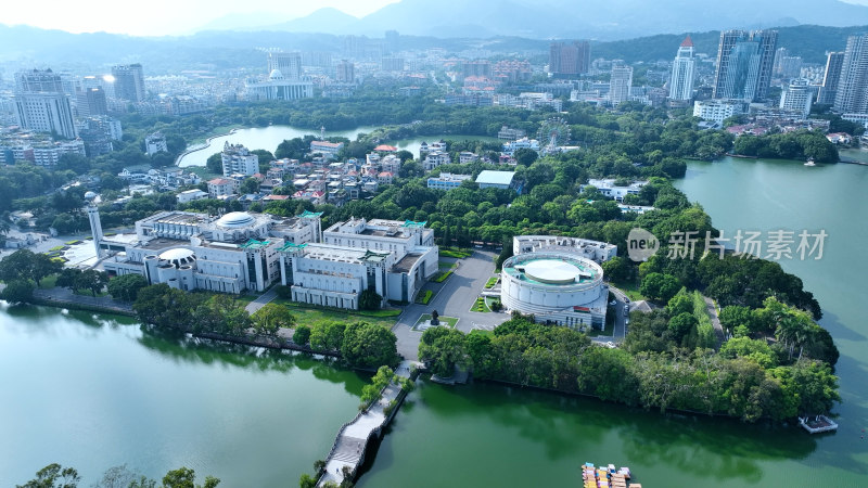 福州西湖公园照片航拍福建博物院城市风景