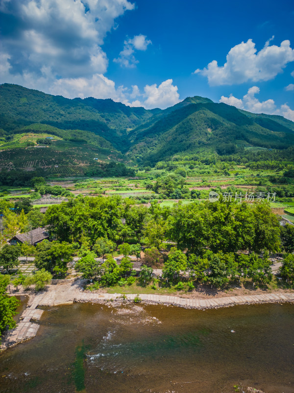 航拍桂林大圩东漓古村风光