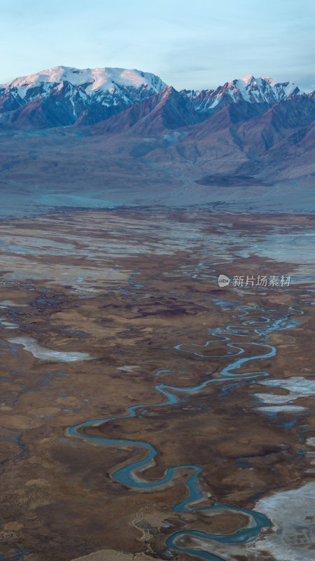 新疆喀什塔县帕米尔高原塔合曼湿地河道航拍