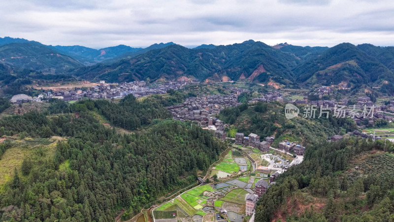 柳州三江程阳八寨景区航拍图