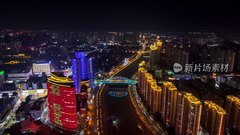 安徽芜湖城市夜景灯光航拍