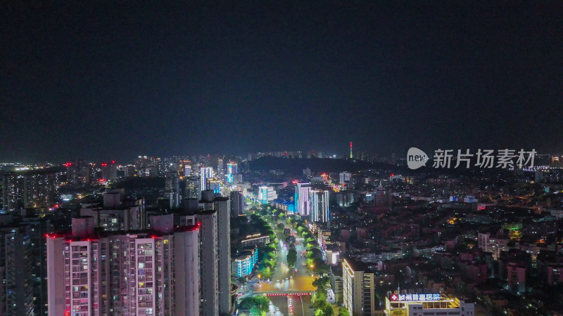 航拍四川泸州夜景泸州一环路夜景摄影图