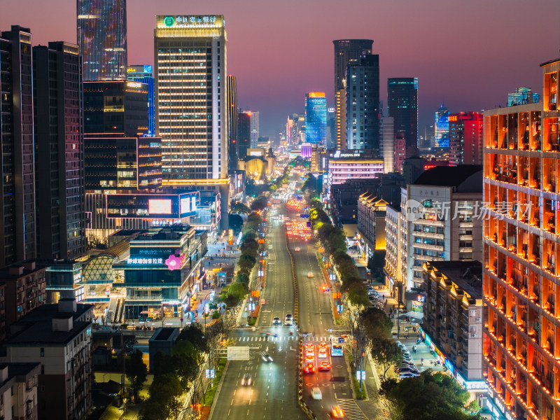 宁波鄞州都市夜景的流光溢彩