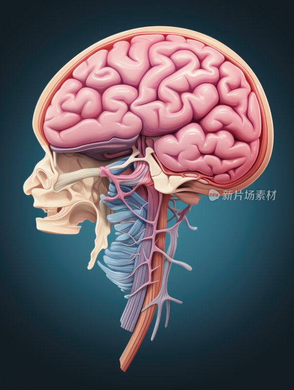 医学科普插图，人类大脑组织结构