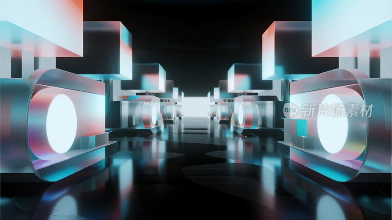 科技感发光几何空间场景