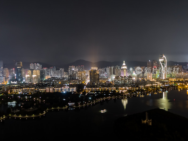 福建厦门城市夜景航拍