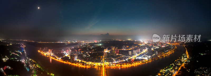 乐山城市夜景航拍全景图