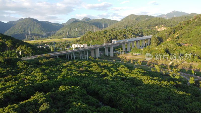 航拍广东省东莞市清溪镇城市风光