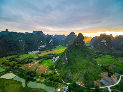 广西桂林山水喀斯特地貌航拍