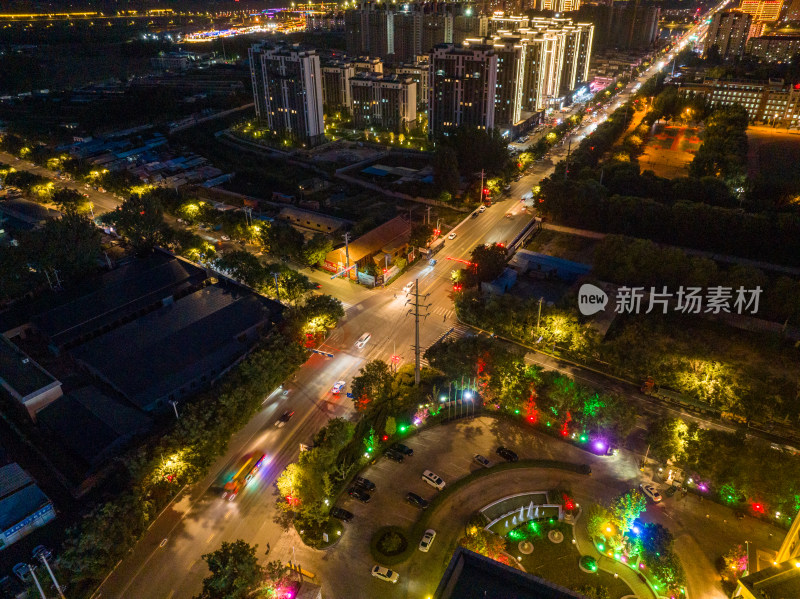 辽宁朝阳喀左城镇夜景航拍