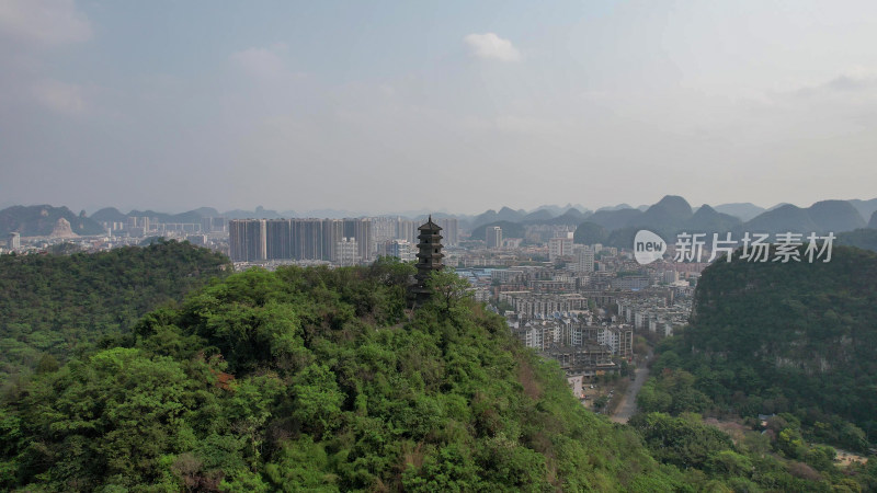 航拍广西柳州蟠龙山公园