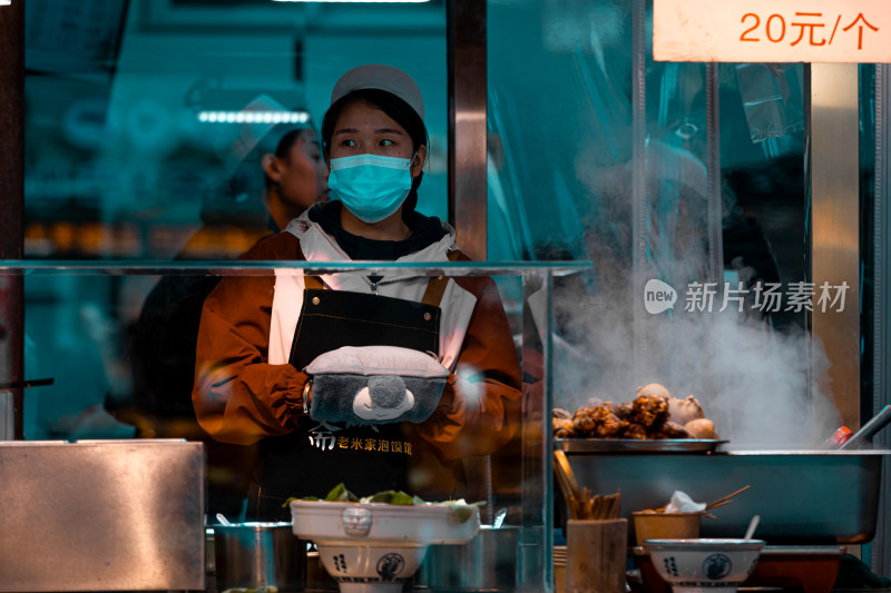 夜市小吃美食人群叫卖