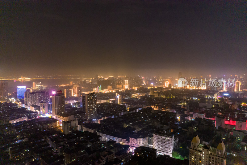 江西南昌一江两岸夜景航拍图