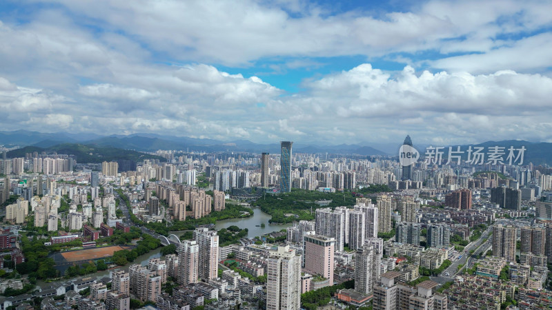 航拍温州城市天际线温州大景鹿城区