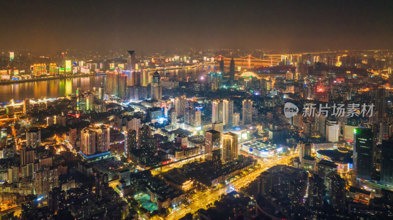 武汉汉口江汉路步行街城市夜景