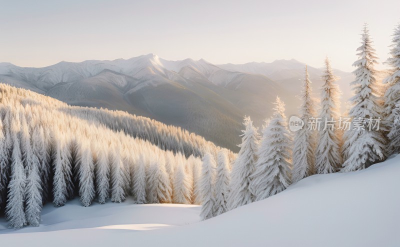 冬季森林白雪覆盖风景