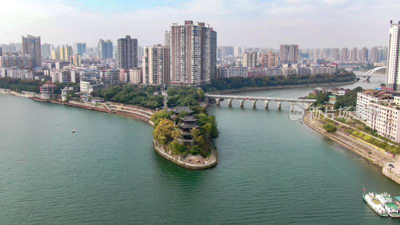 航拍湖南衡阳石鼓书院4A景区