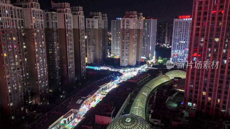 四川内江城市夜景灯光航拍图