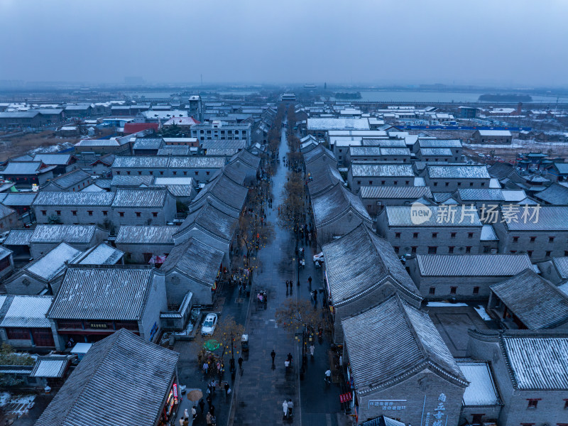 河南商丘古城雪景航拍