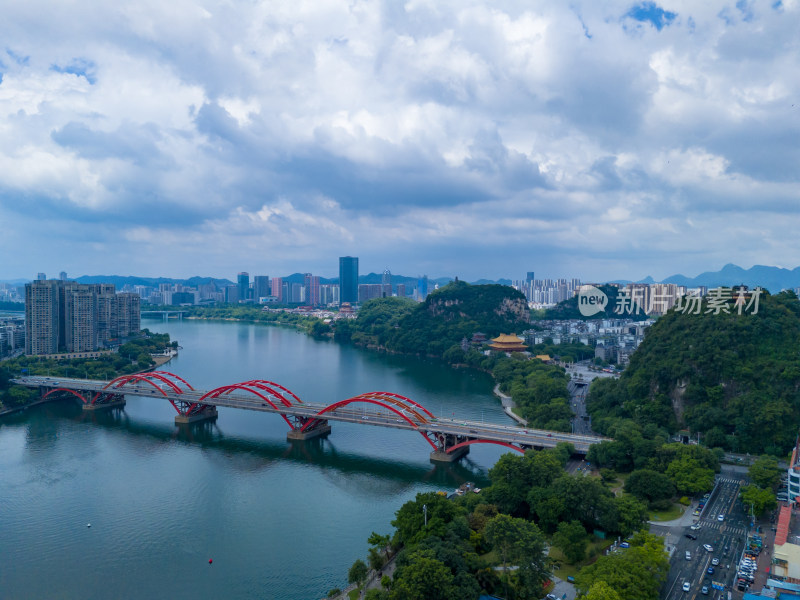 柳州建设柳江风光航拍图