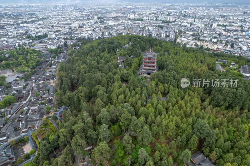 云南丽江古城傈僳族建筑群高空航拍