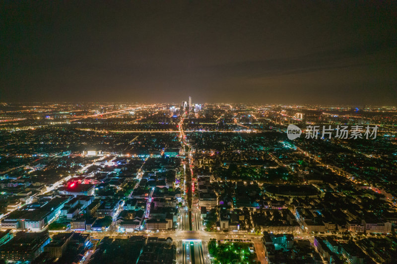 航拍江苏苏州夜景苏州大景苏州建设