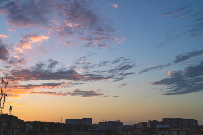 城市晚霞天空