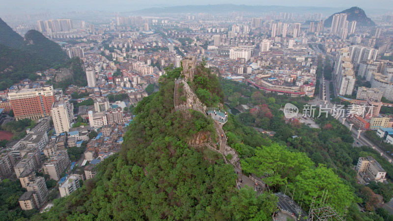 航拍广西柳州马鞍山公园