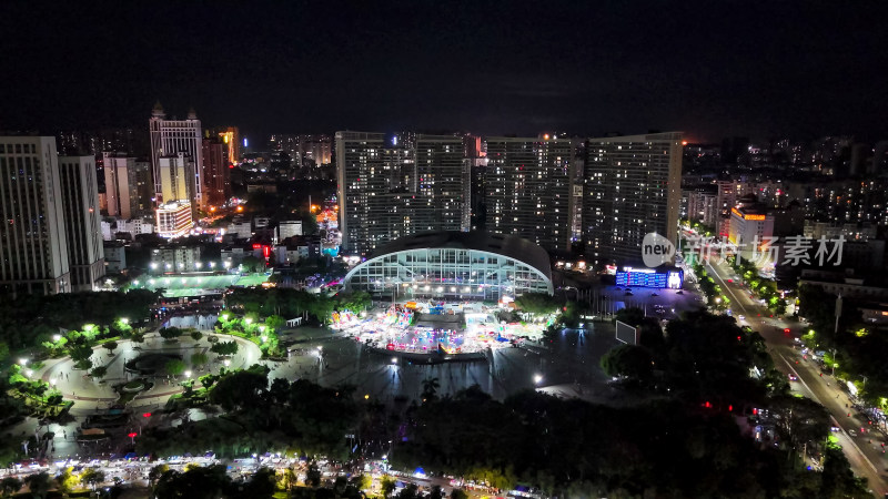 玉林会展中心夜景航拍图