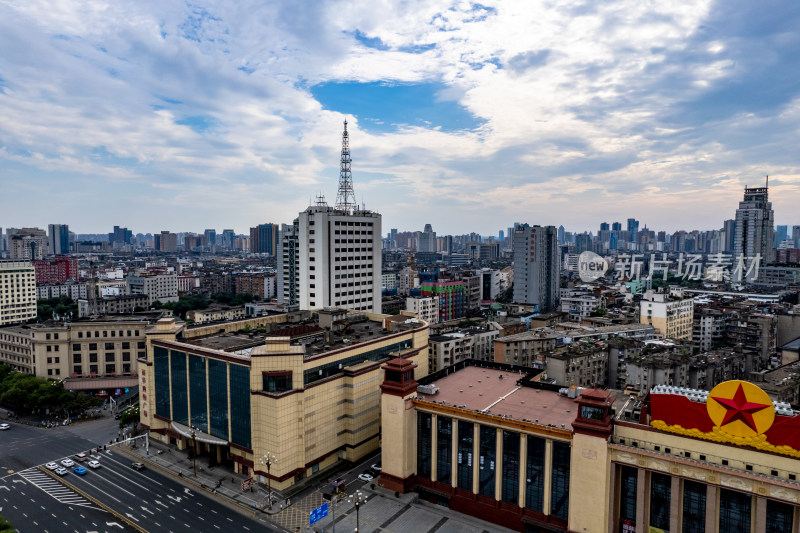 江西南昌八一大道八一广场美术馆航拍图