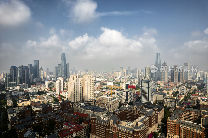 天津海河风景线城市天际线建筑风光航拍