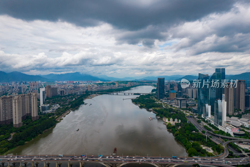 福建福州闽江风光航拍摄影图