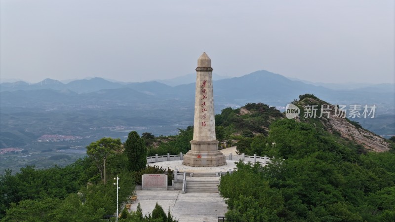 航拍乳山市马石山十勇士革命烈士纪念馆