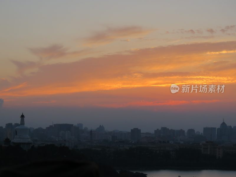 北京景山公园日落风景