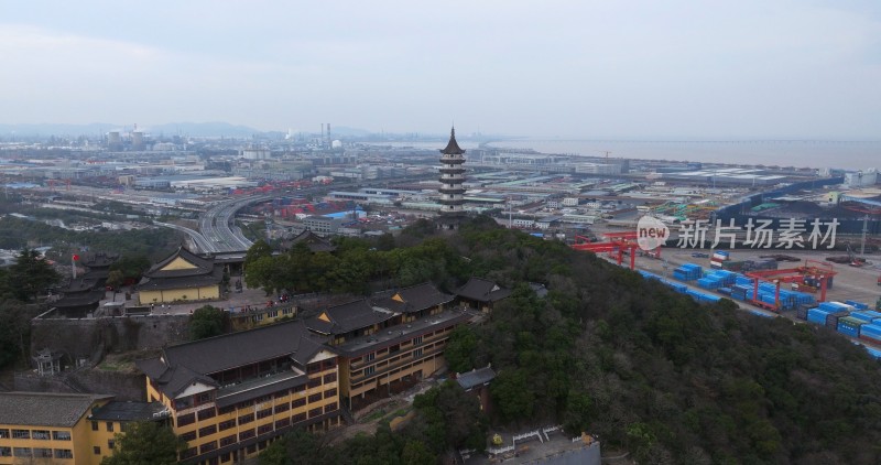 航拍镇海招宝山景区