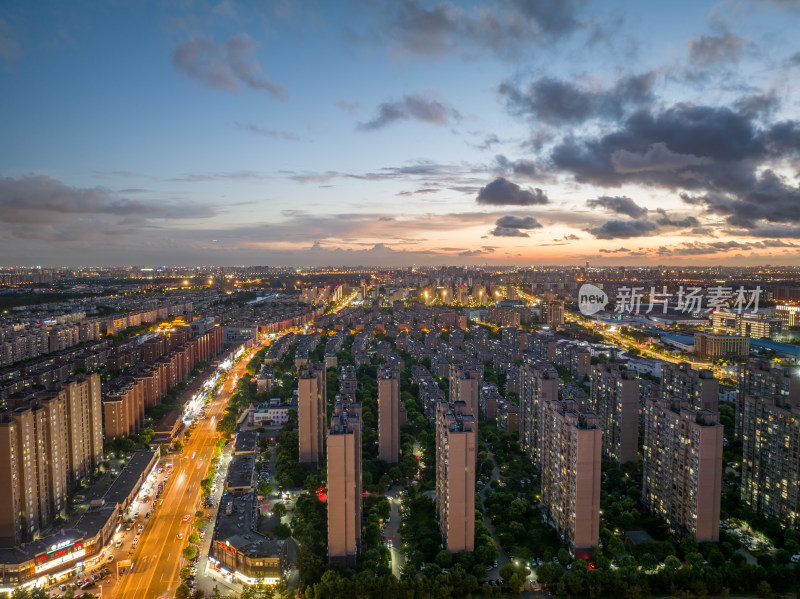 航拍上海城市风光全景