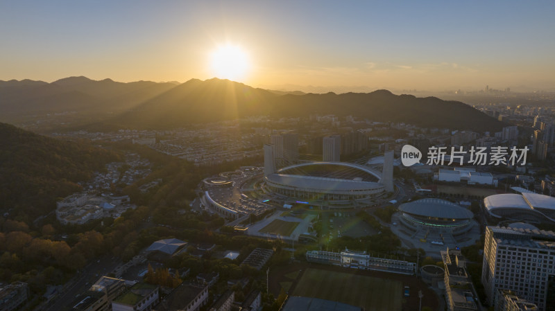 杭州西湖区城市风光航拍