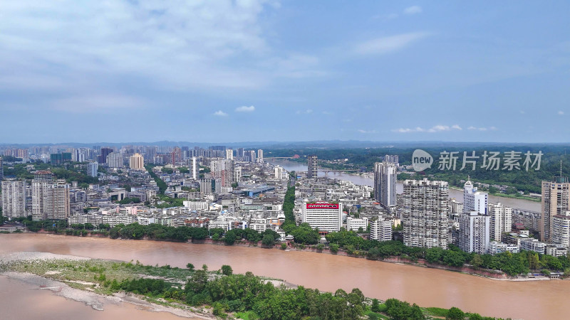 航拍四川乐山城市建设乐山大景摄影图