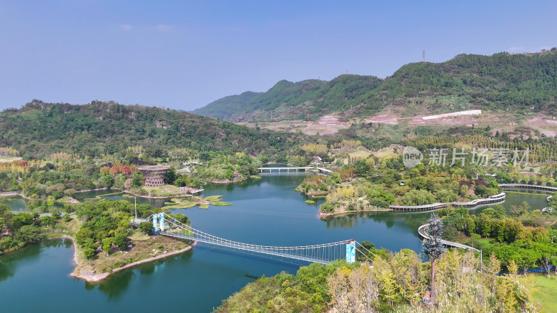 四川达州莲花湖湿地公园航拍摄影图