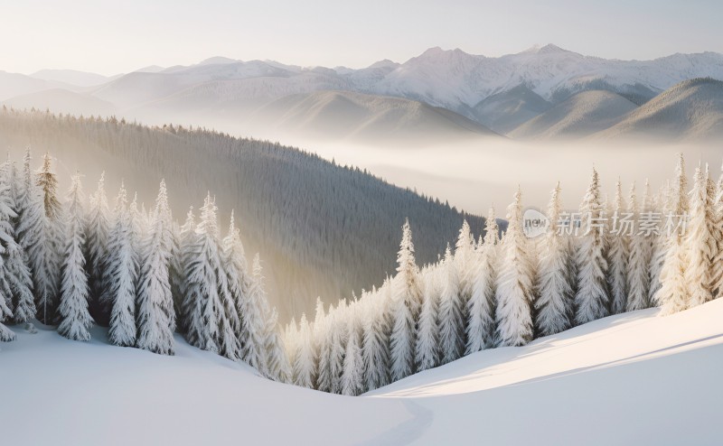 冬季森林白雪覆盖风景