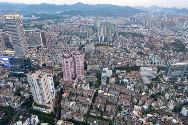 广东中山城市夕阳晚霞航拍摄影图