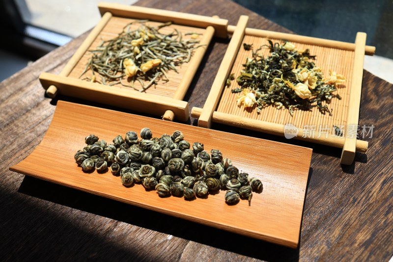 茉莉花茶 花茶 绿茶 茶叶展示对比