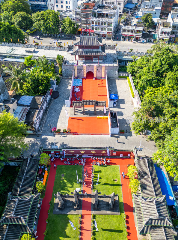 海南三亚崖州古城高视角历史文化航拍全景