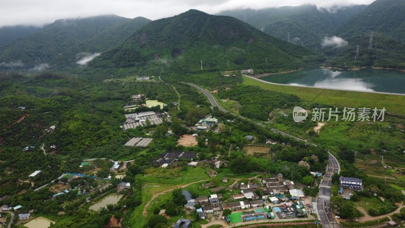 航拍广东省东莞市清溪镇雨后城市风光