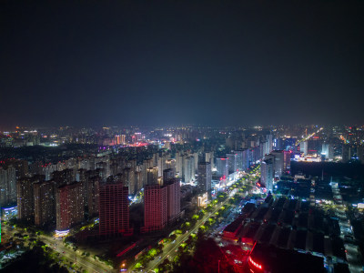 航拍安徽蚌埠城市夜景