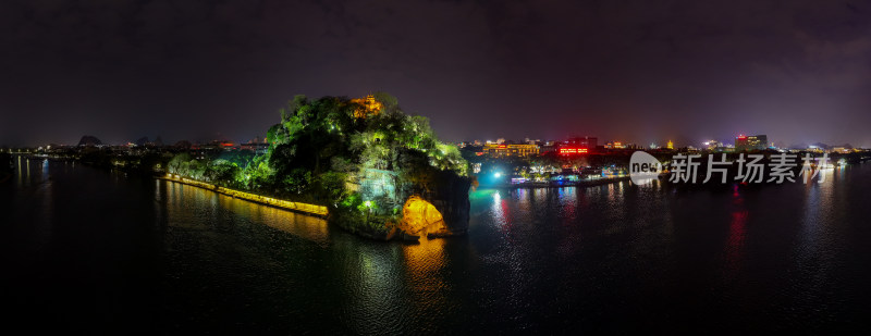 桂林城市夜景航拍全景图