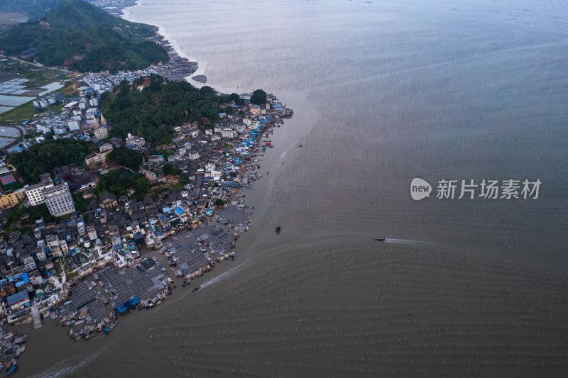 海上日落晚霞的福建霞浦沿海滩涂自然风光