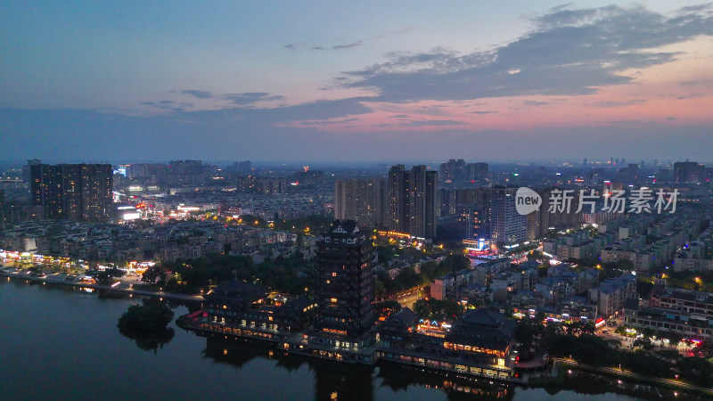 航拍四川眉山建设眉山夜景摄影图